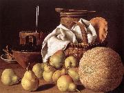 MELeNDEZ, Luis Still-life with Melon and Pears sg oil painting artist